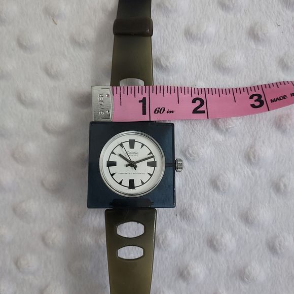 90s Hamlin Black Watch Astromatic Square Swiss Unbreakable Mainspring Chancellor - Picture 5 of 13